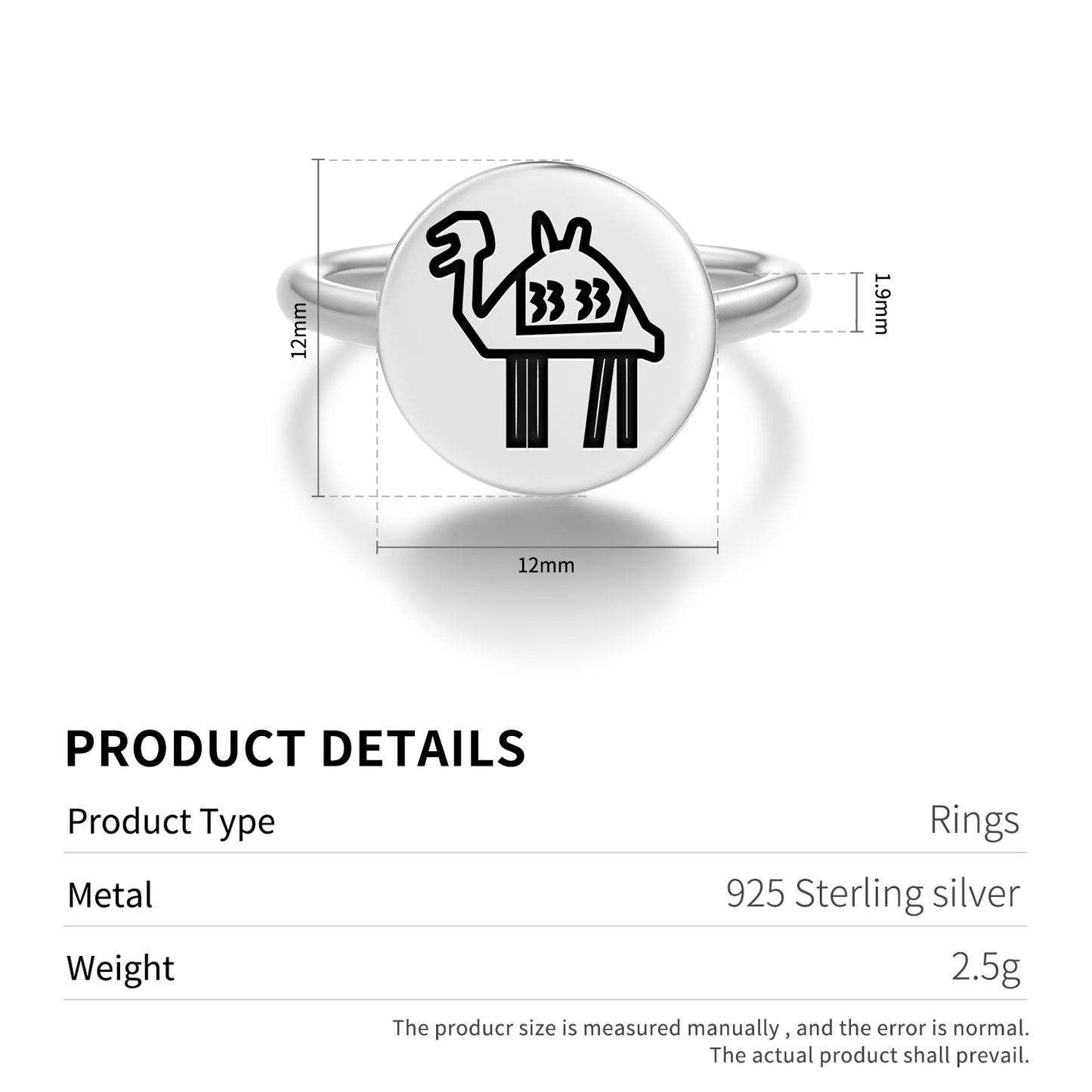 Camel Persian Symbols Adjustable Open Ring