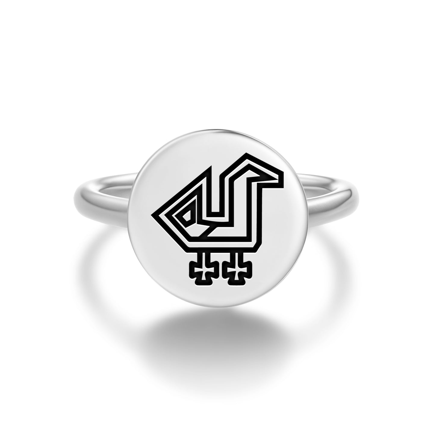Chicken and Rooster Persian Symbols Adjustable Open Ring