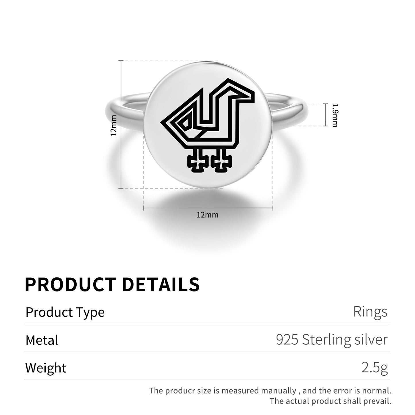 Chicken and Rooster Persian Symbols Adjustable Open Ring