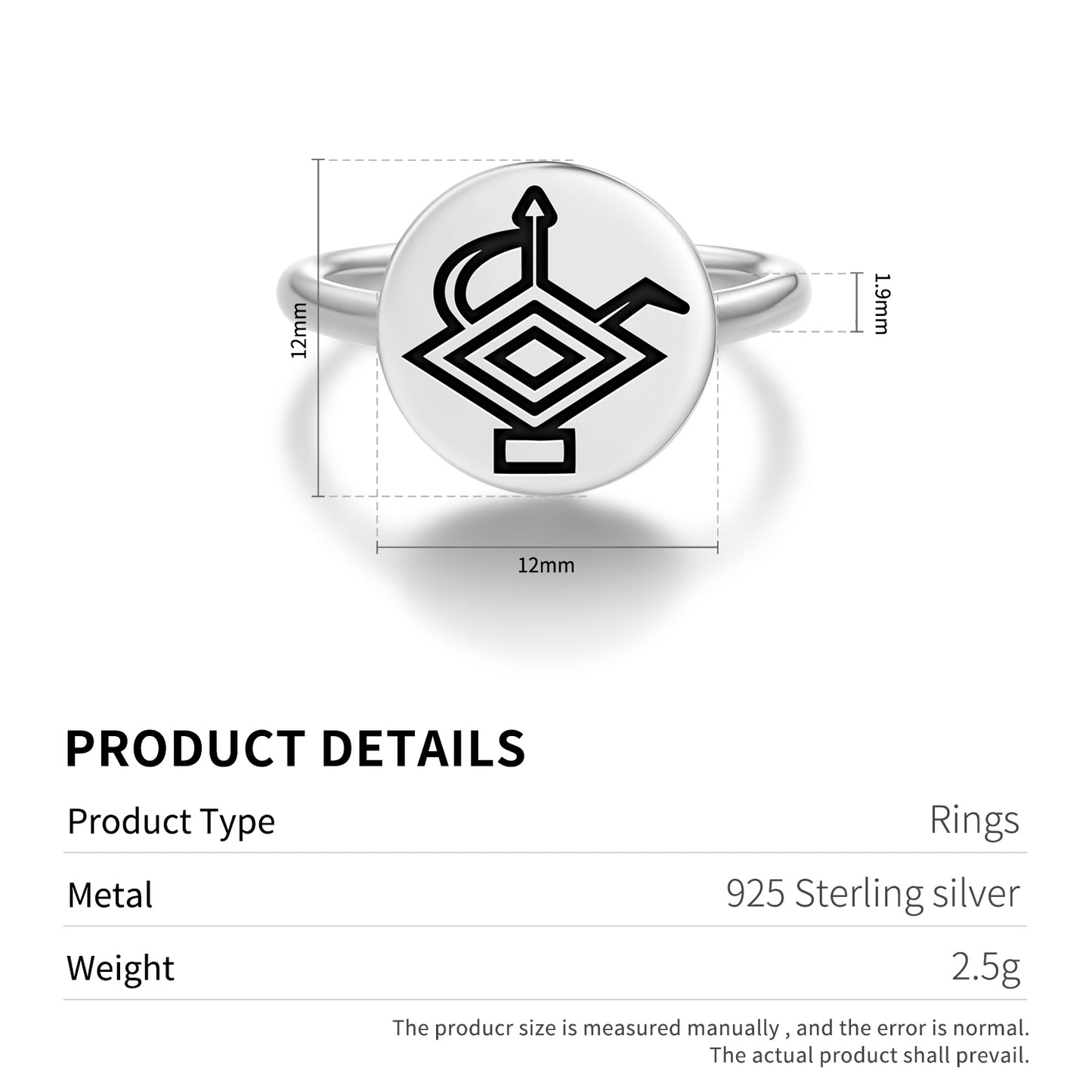 Jug Ewer Persian Symbols Adjustable Open Ring