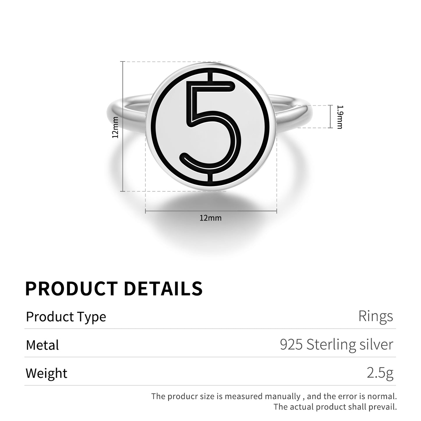 Number 5 Persian Symbols Adjustable Open Ring