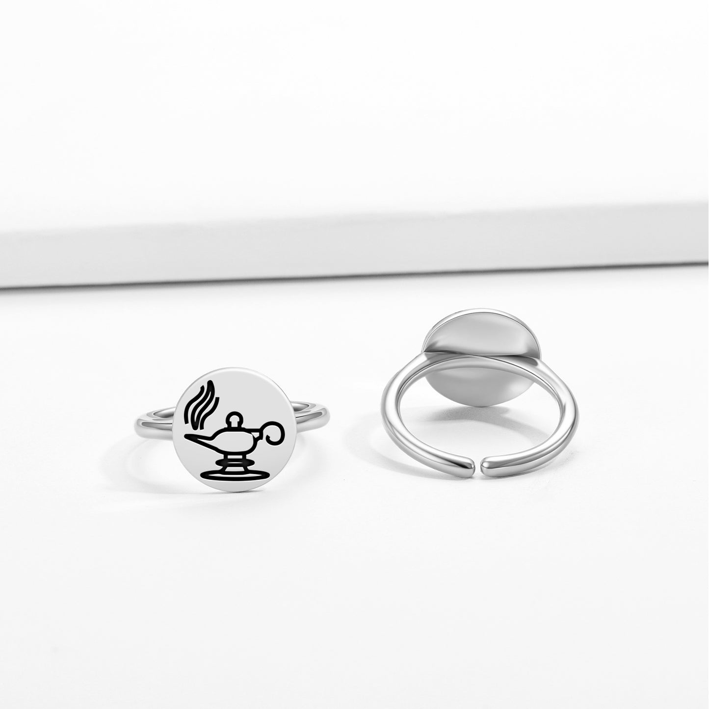 Zoroastrian lamp Persian Symbols Adjustable Open Ring