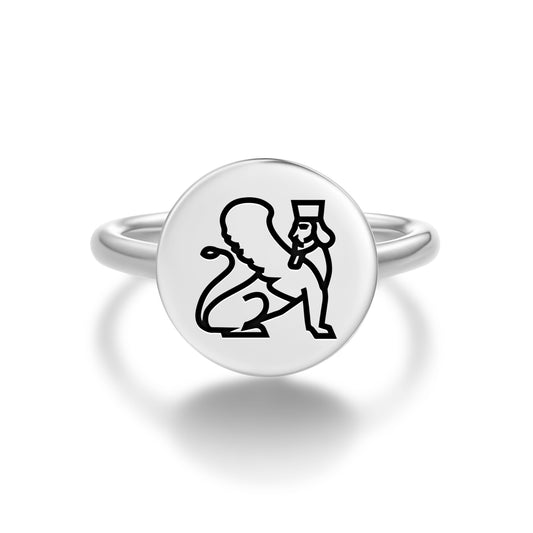 Winged Sphinx Persian Symbols Adjustable Open Ring