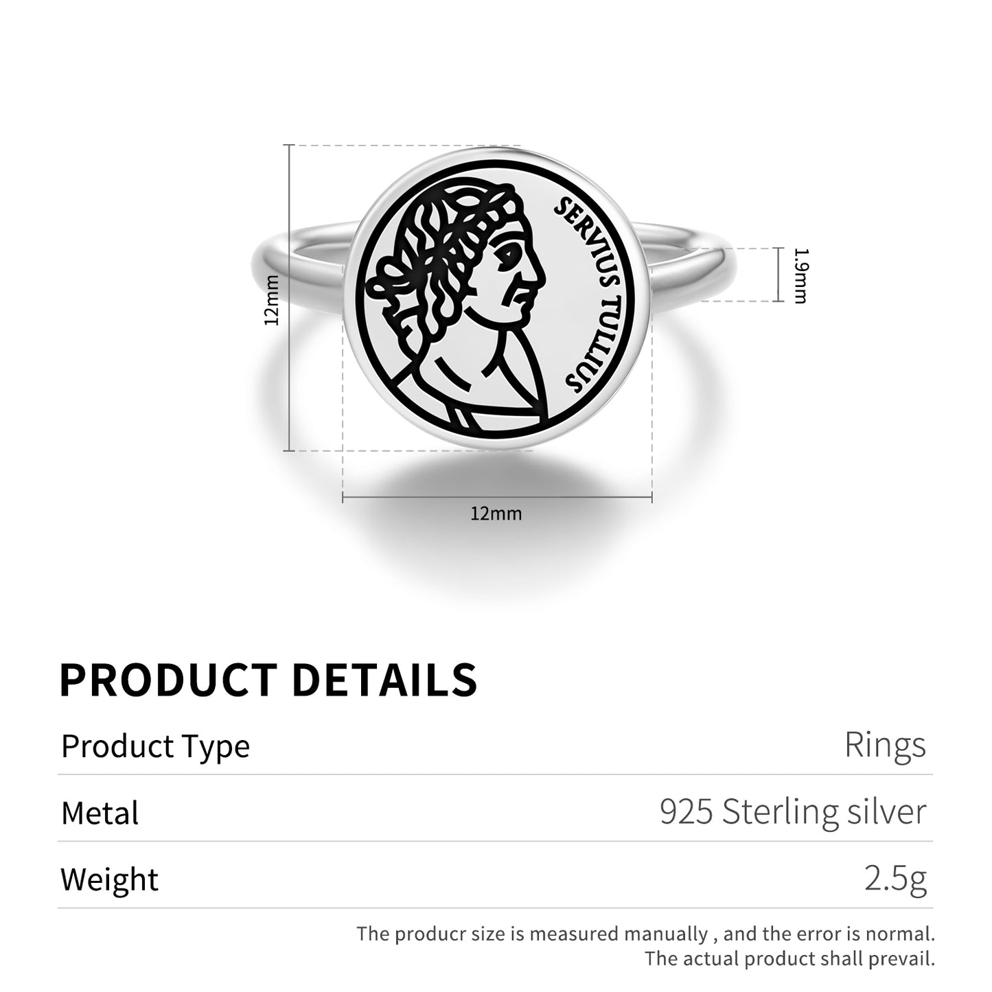 Servius Tullius Roman Empire Symbols Adjustable Open Ring