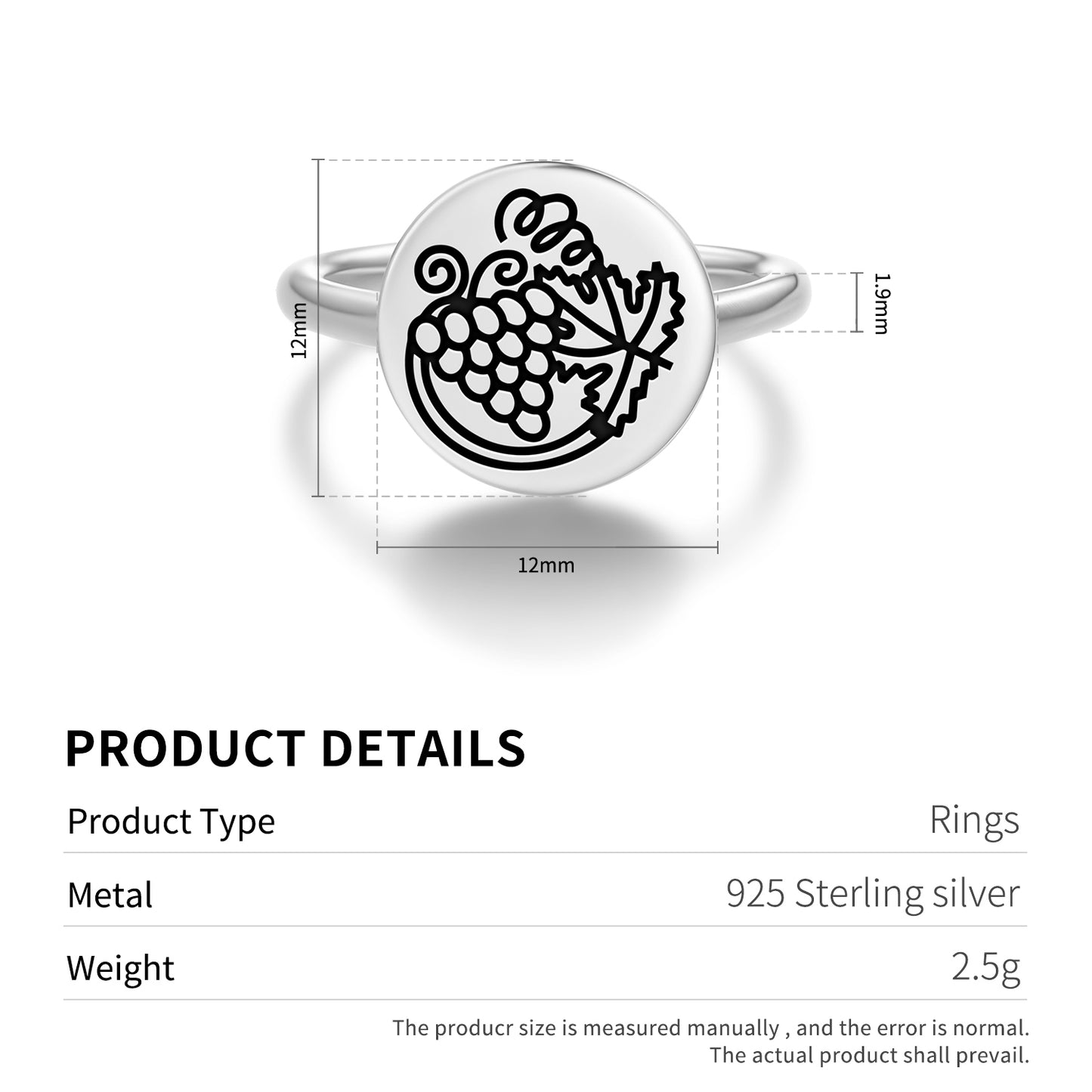 Grapevine Vitis Vivifera Roman Empire Symbols Adjustable Open Ring