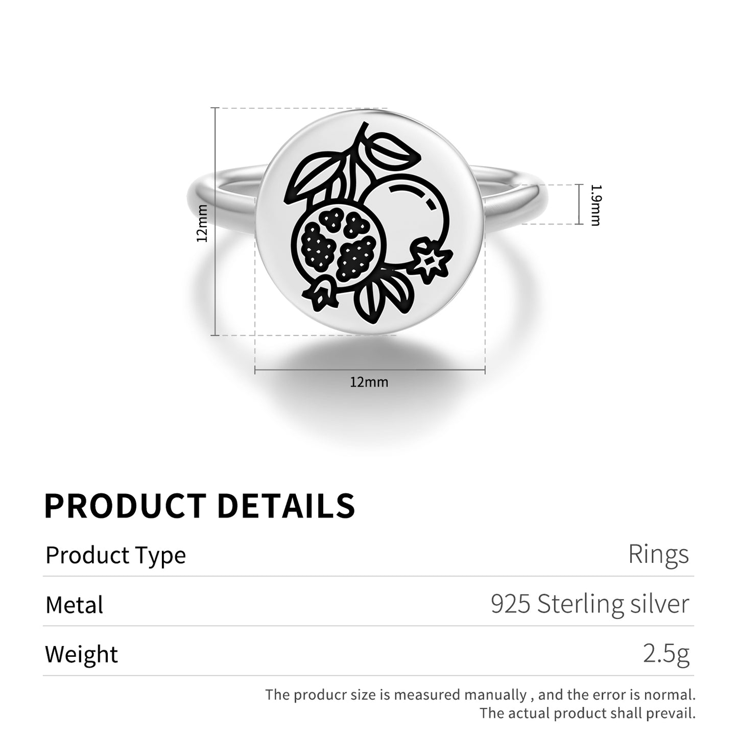 The pomegranate Roman Empire Symbols Adjustable Open Ring