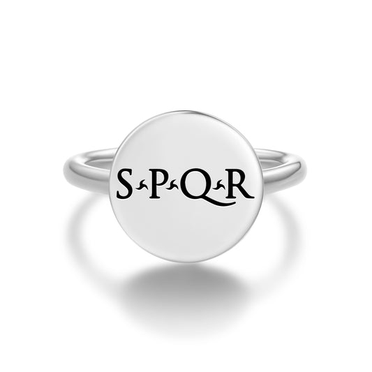 S.P.Q.R. Roman Empire Symbols Adjustable Open Ring