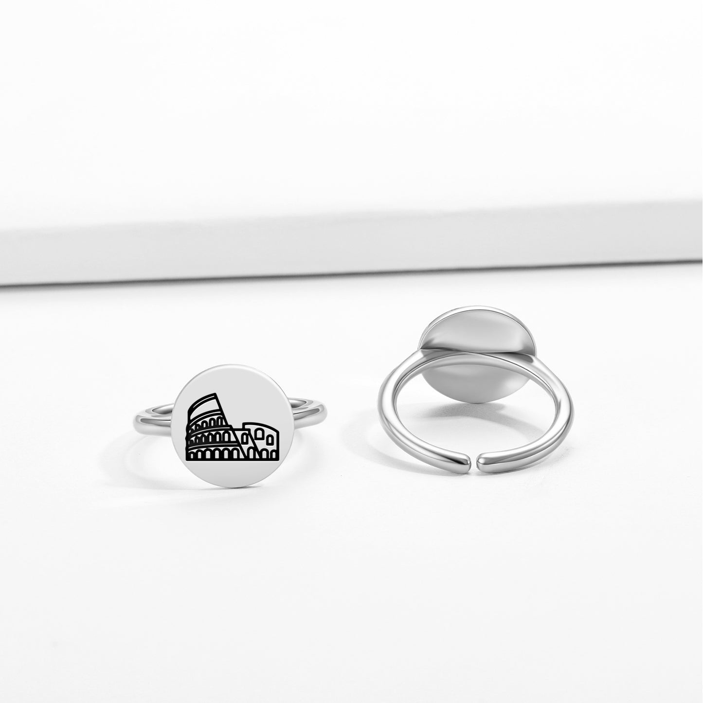 Colosseum Roman Empire Symbols Adjustable Open Ring