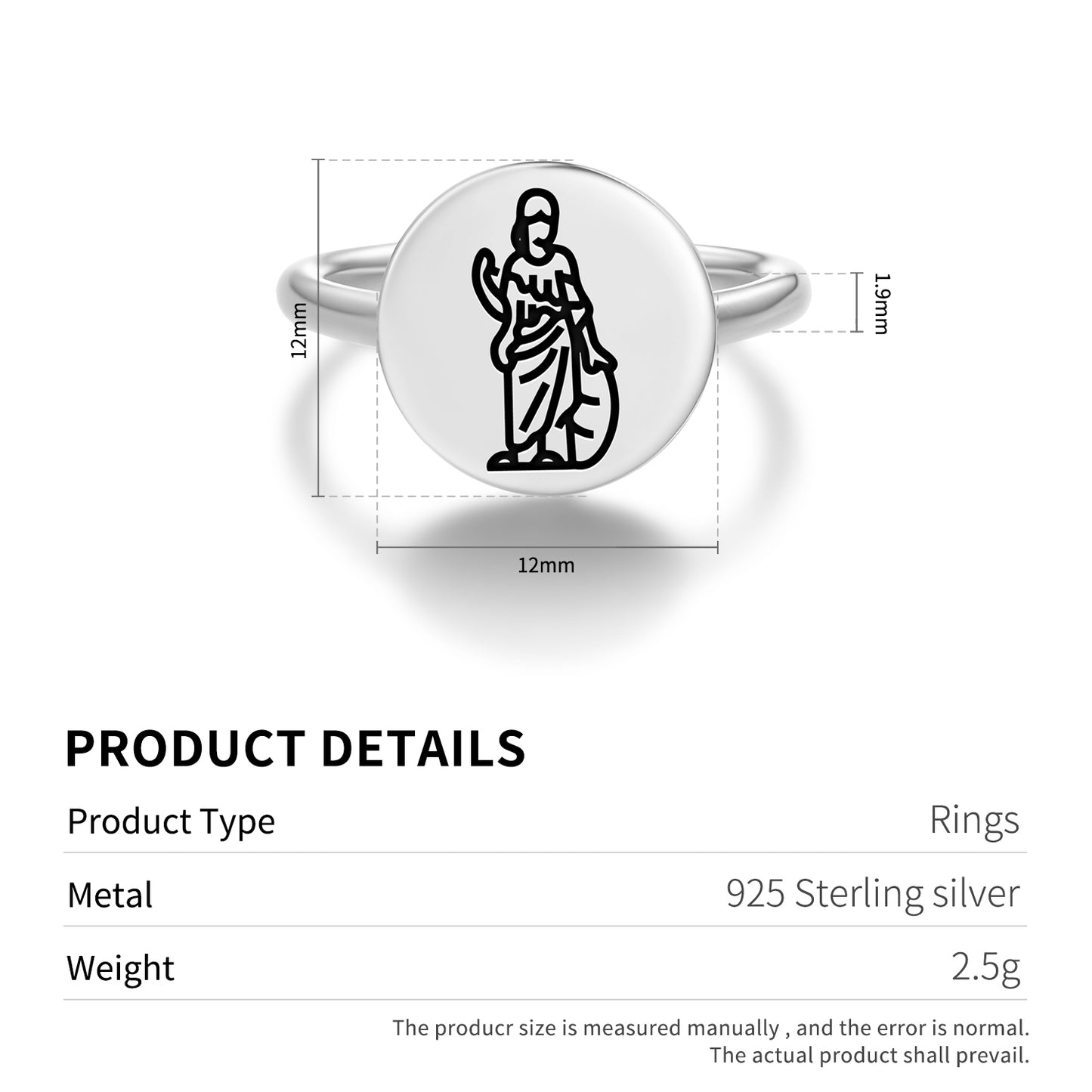 Minerva Roman Empire Symbols Adjustable Open Ring