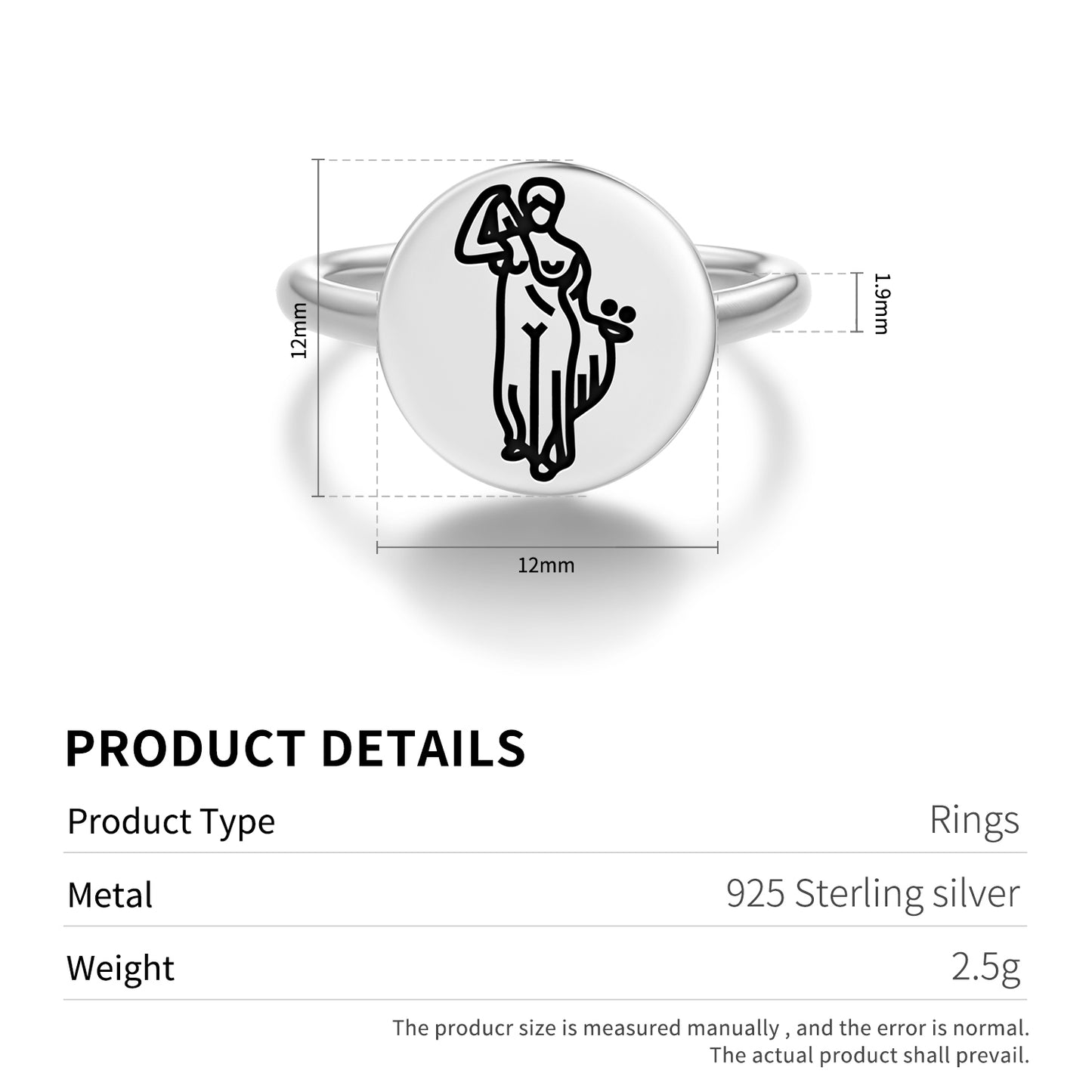 Venus Genetrix Roman Empire Symbols Adjustable Open Ring