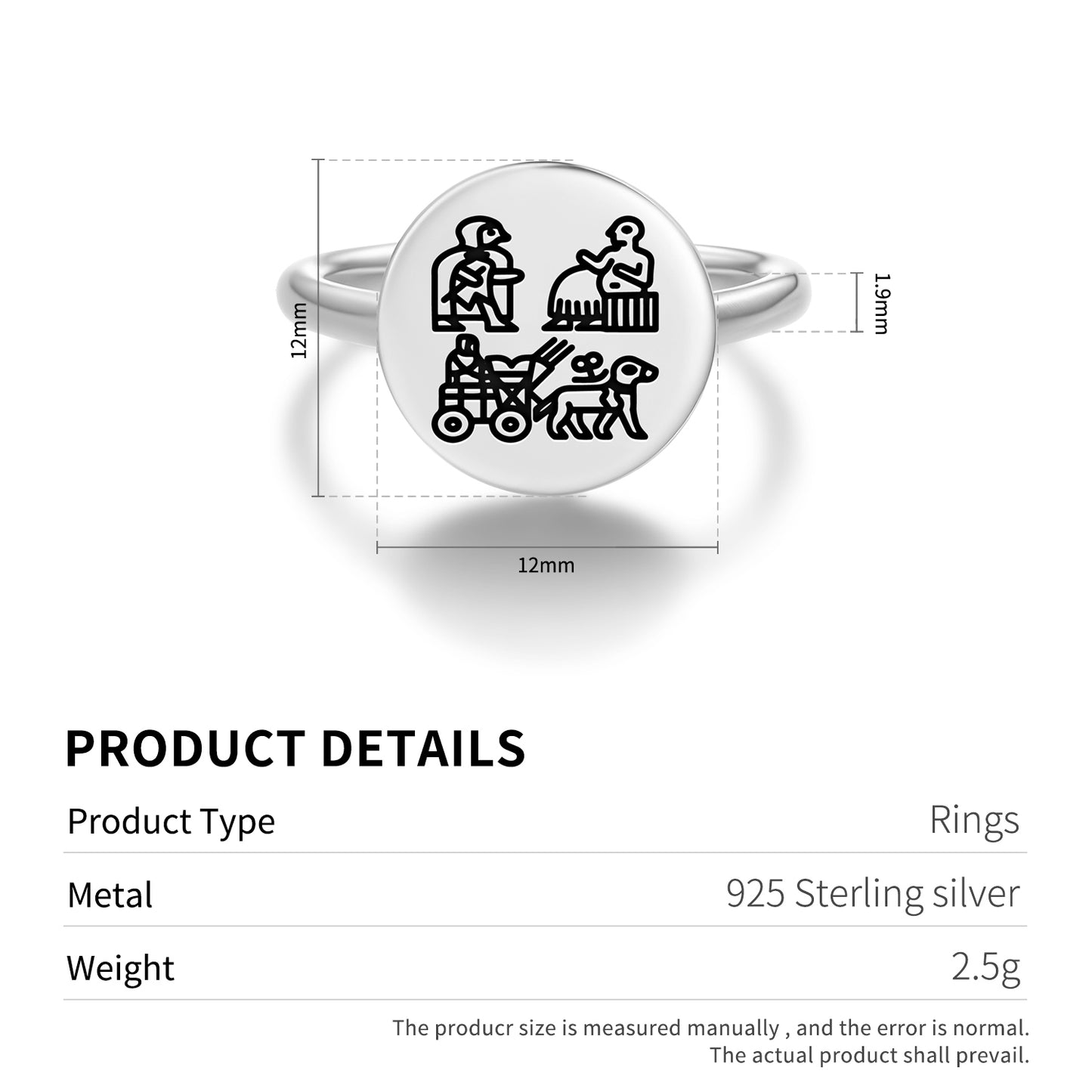 Standard of Ur Sumerian Symbols Adjustable Open Ring