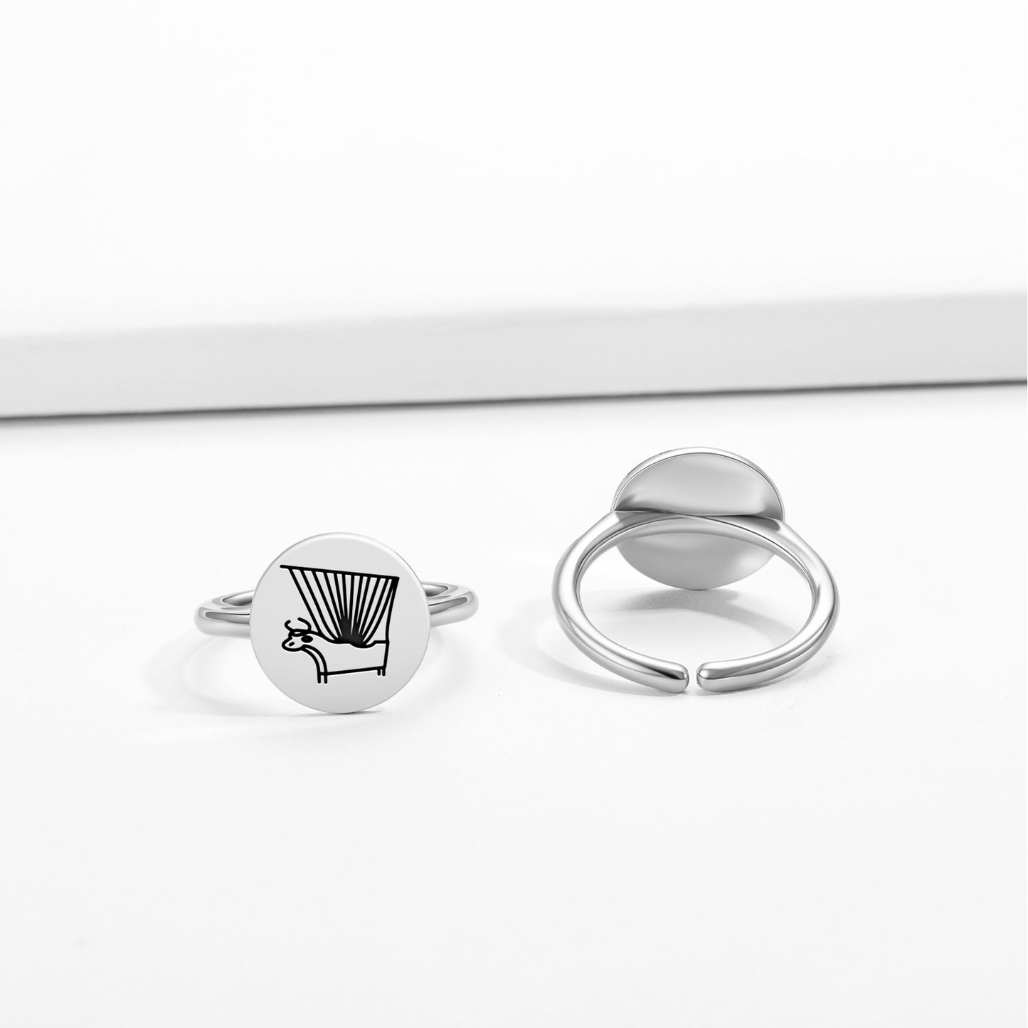 Bull Headed Lyre of Ur Sumerian Symbols Adjustable Open Ring