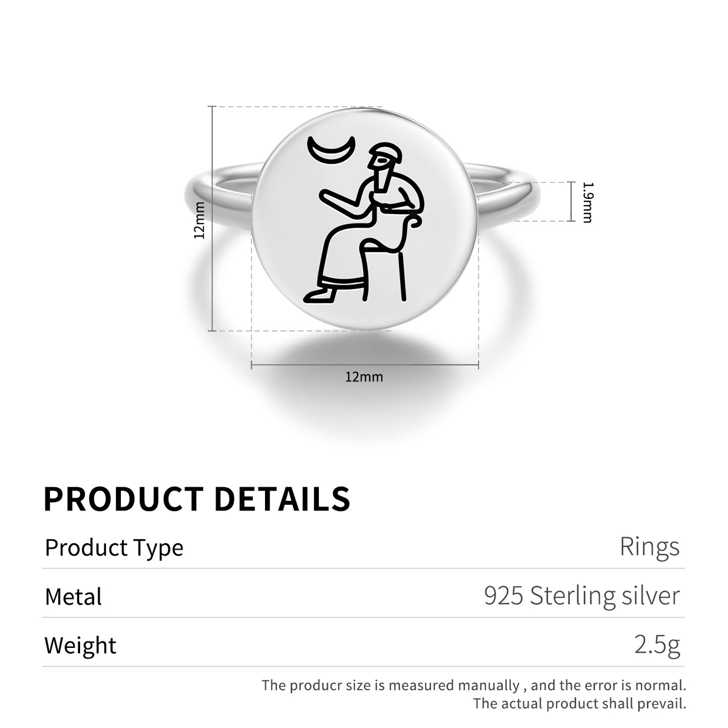 Nannar Nanna Sumerian Symbols Adjustable Open Ring