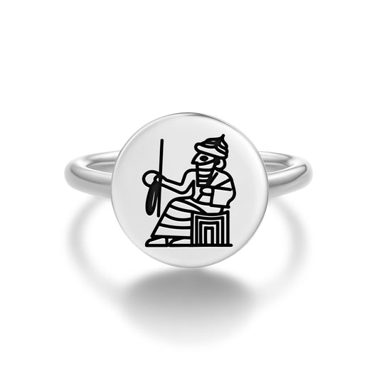 Enlil Elil Sumerian Symbols Adjustable Open Ring