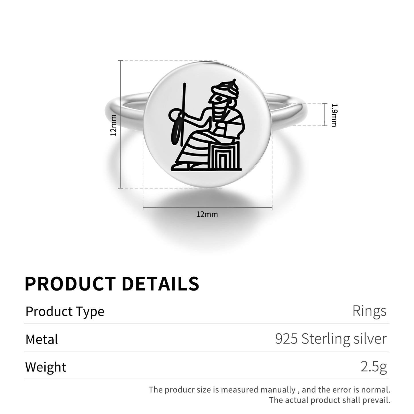 Enlil Elil Sumerian Symbols Adjustable Open Ring