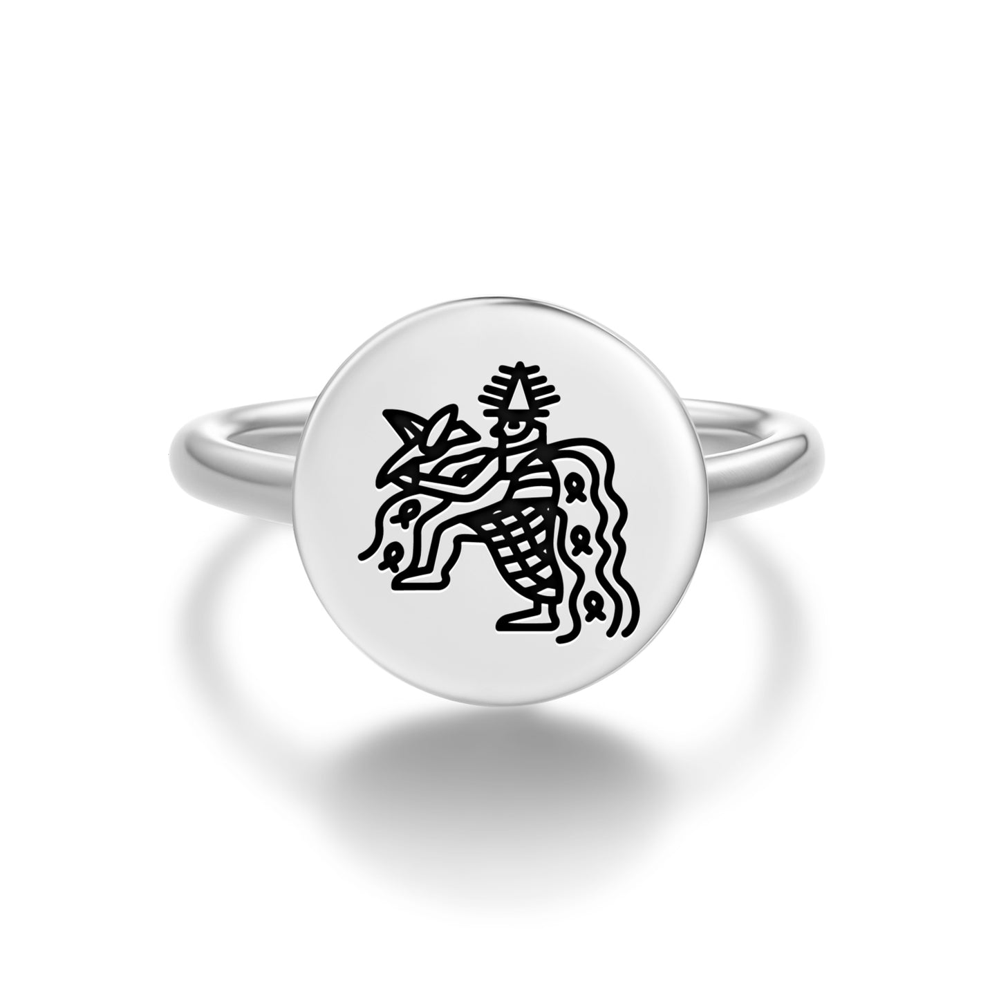Enki Ea Sumerian Symbols Adjustable Open Ring