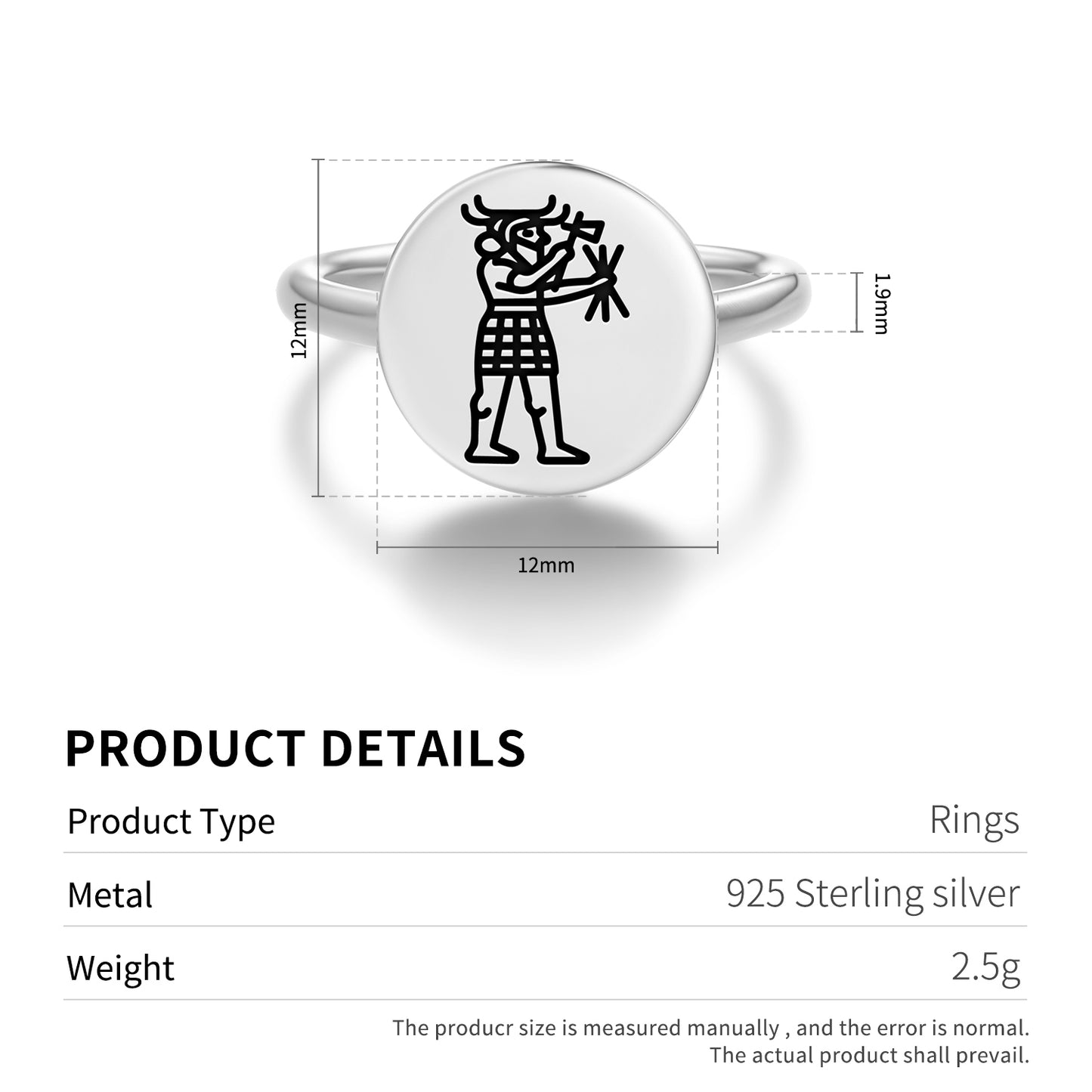 Ishkur Sumerian Symbols Adjustable Open Ring