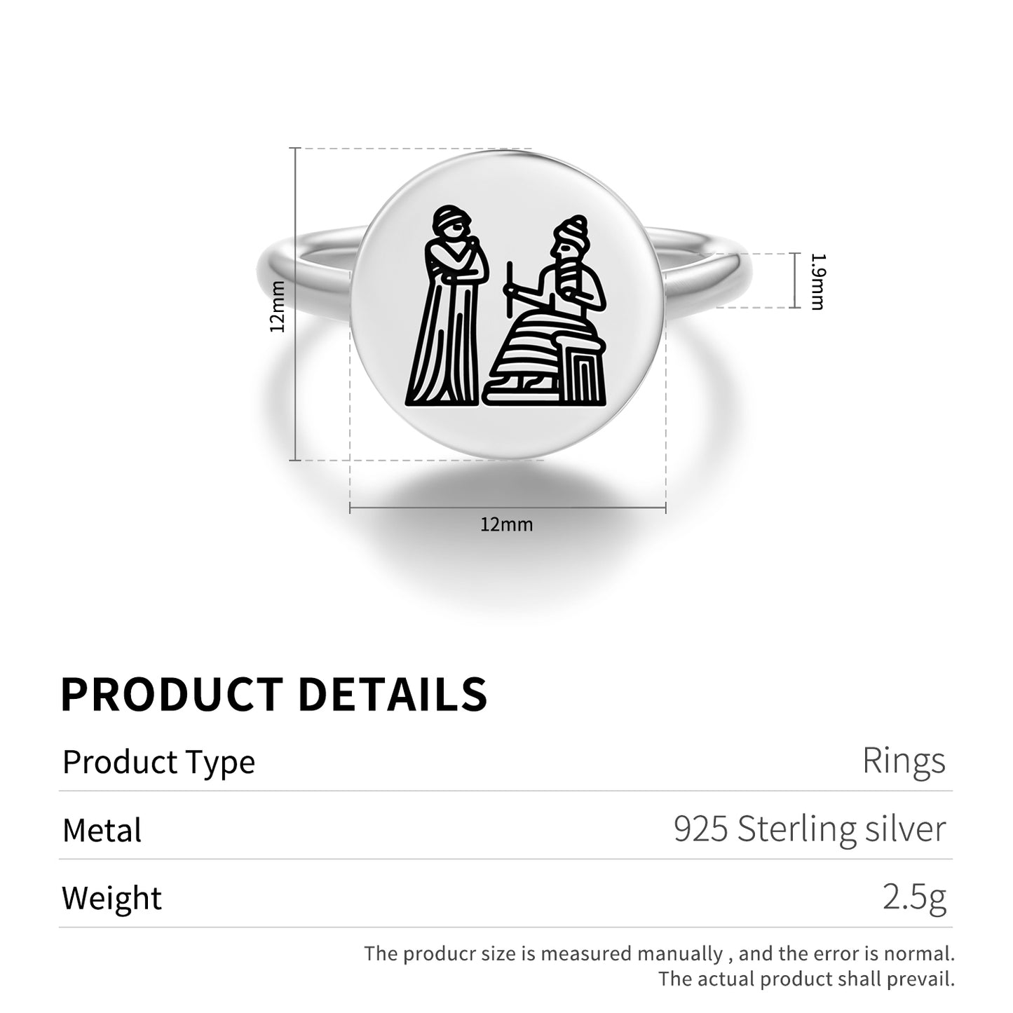 Aya Nin Aya Sherida Sumerian Symbols Adjustable Open Ring