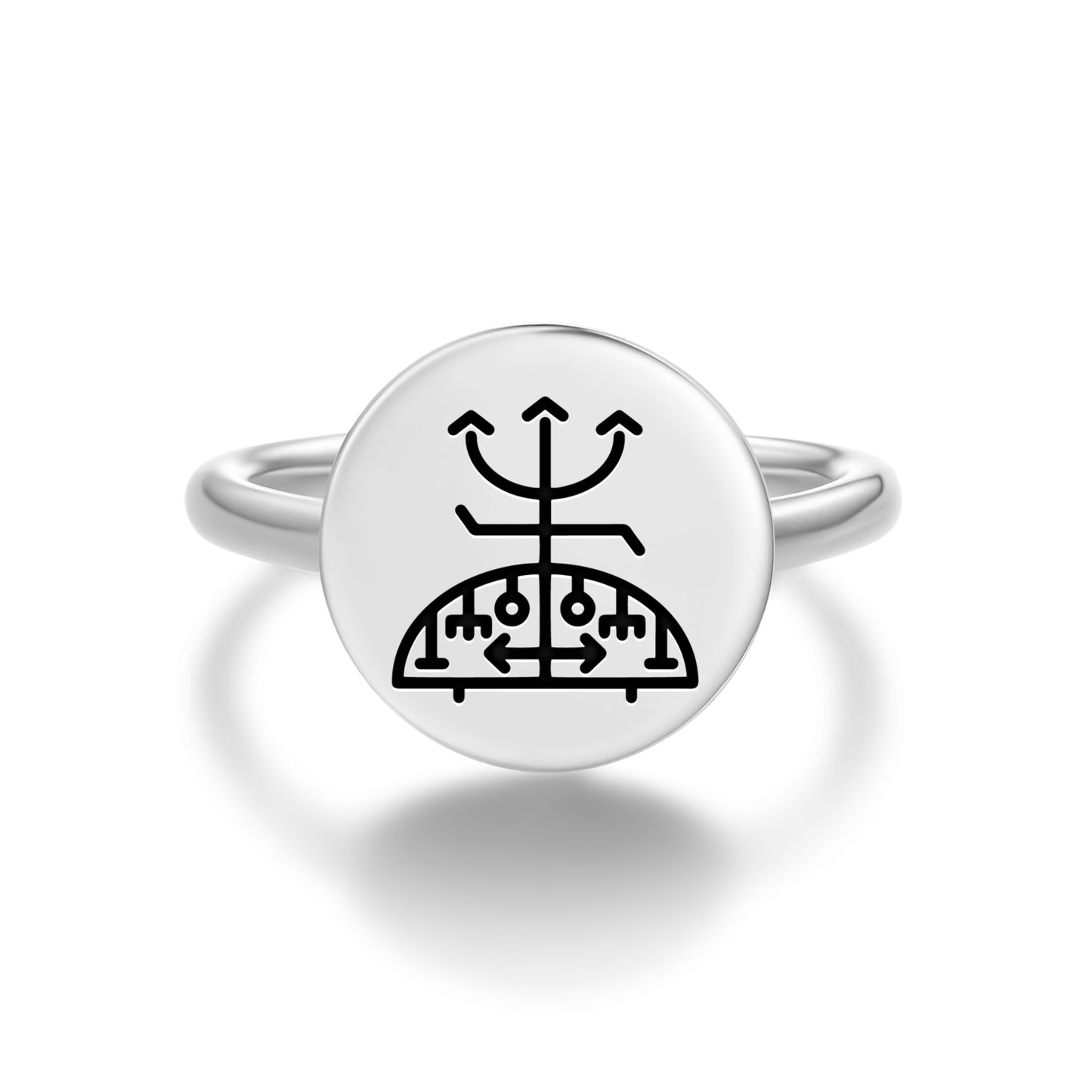 Eshu Ogun Central America Symbols Adjustable Open Ring