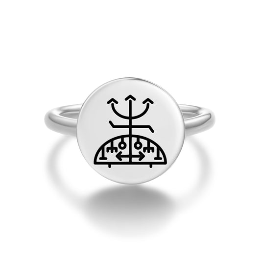 Eshu Ogun Central America Symbols Adjustable Open Ring