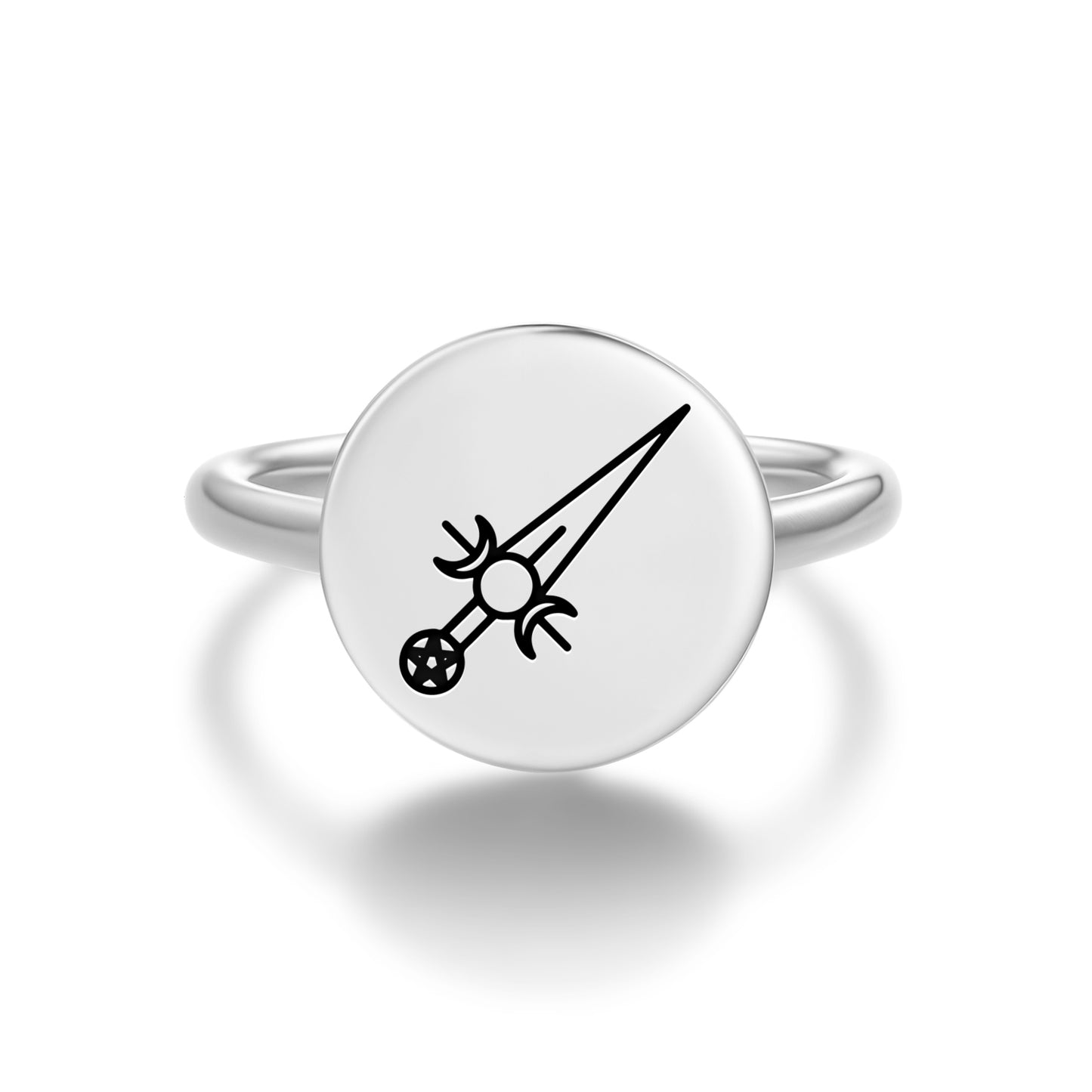 Athame – Dagger Wicca Symbols Adjustable Open Ring