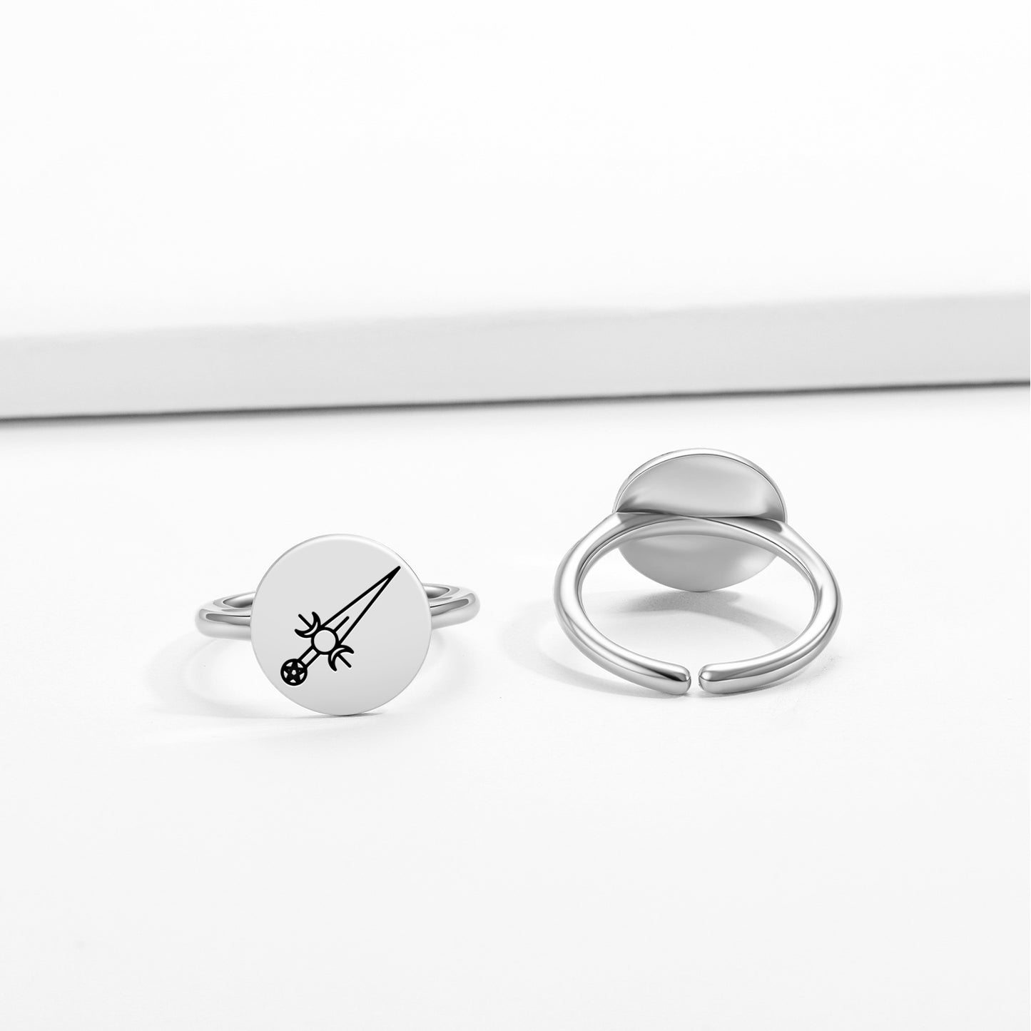 Athame – Dagger Wicca Symbols Adjustable Open Ring