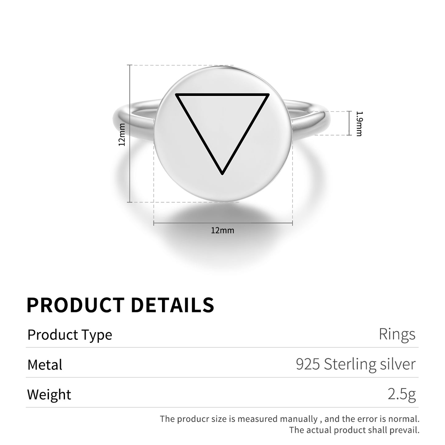 1st Degree Wiccan Wicca Symbols Adjustable Open Ring