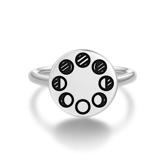 Moon Phases Wicca Symbols Adjustable Open Ring