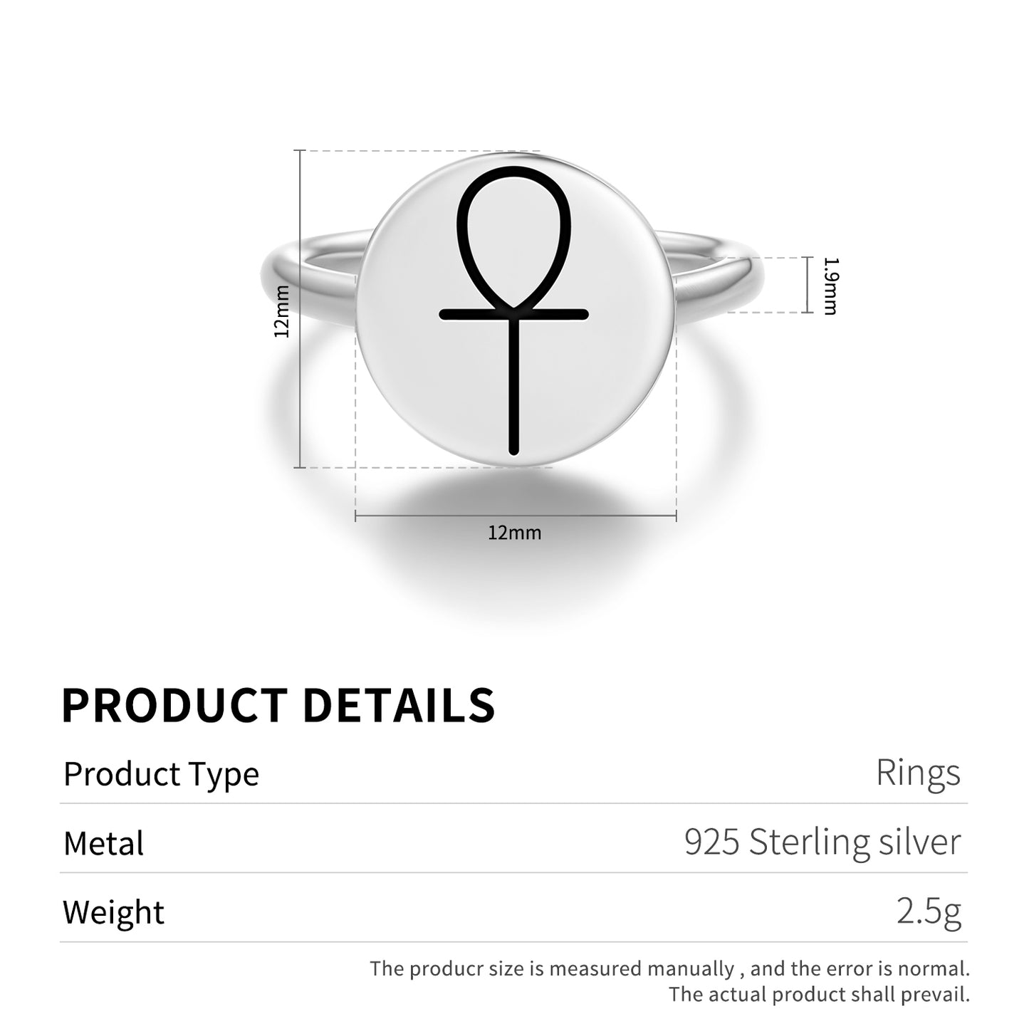 Ankh Wicca Symbols Adjustable Open Ring