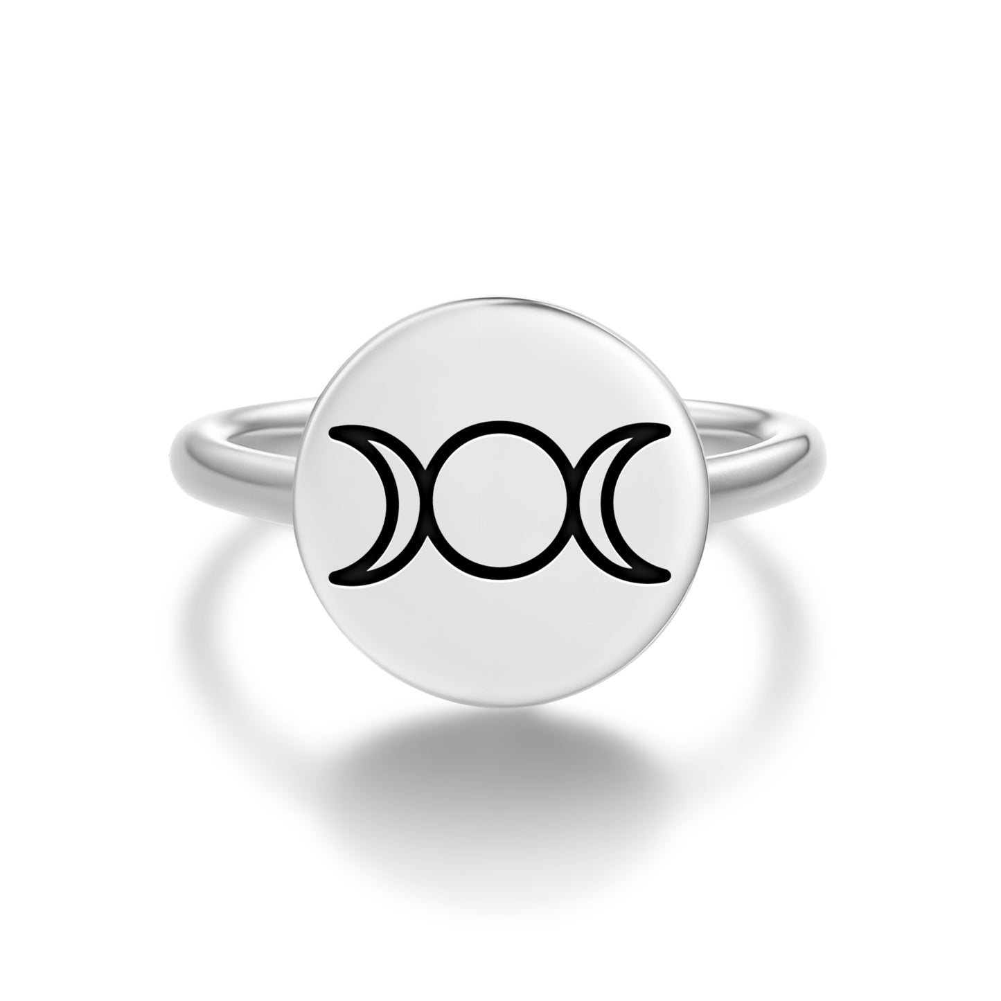 Triple Goddess Wicca Symbols Adjustable Open Ring